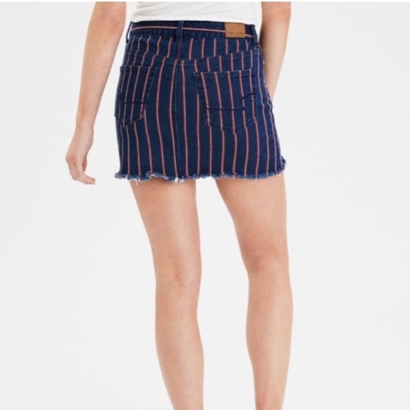 American Eagle• NWOT High Rise Striped Blue, Red and White Mini Skirt, Sz 6, - Picture 4 of 17